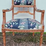 Fauteuil de style Louis Xvi ancien 1900s tissus Fleuris
