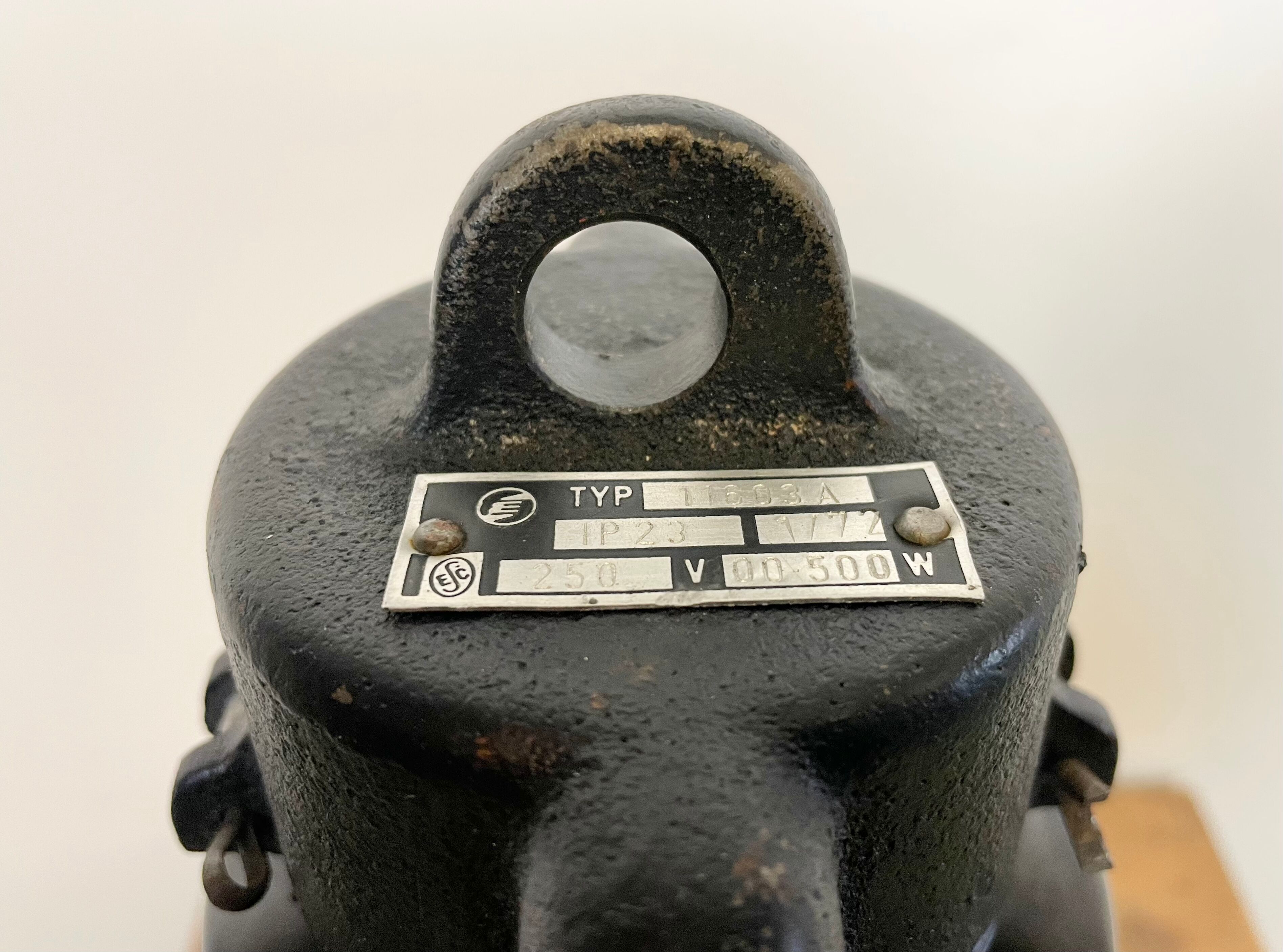 Industrial bauhaus black enamel pendant lamp, 1930s