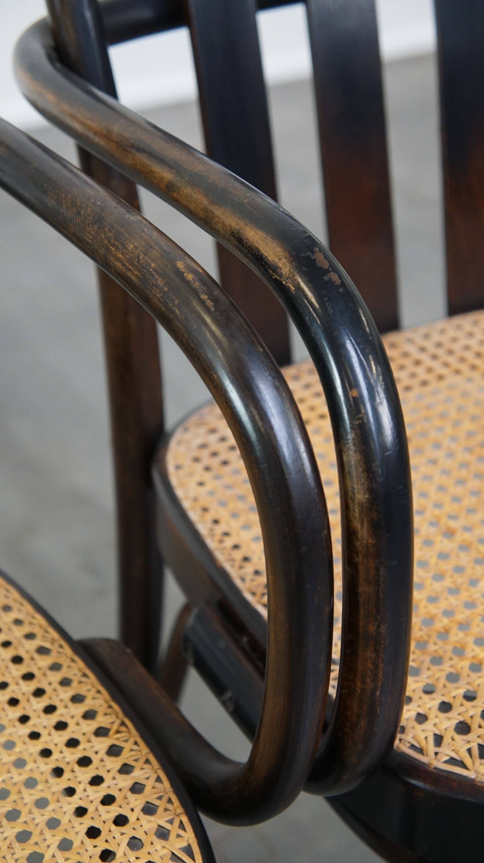 Set of 2 wooden dining chairs with woven seats
