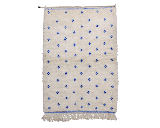 Tapis marocain pois bleu 105x155 cm
