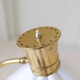 Curved mid-century floor lamp in brass and stone