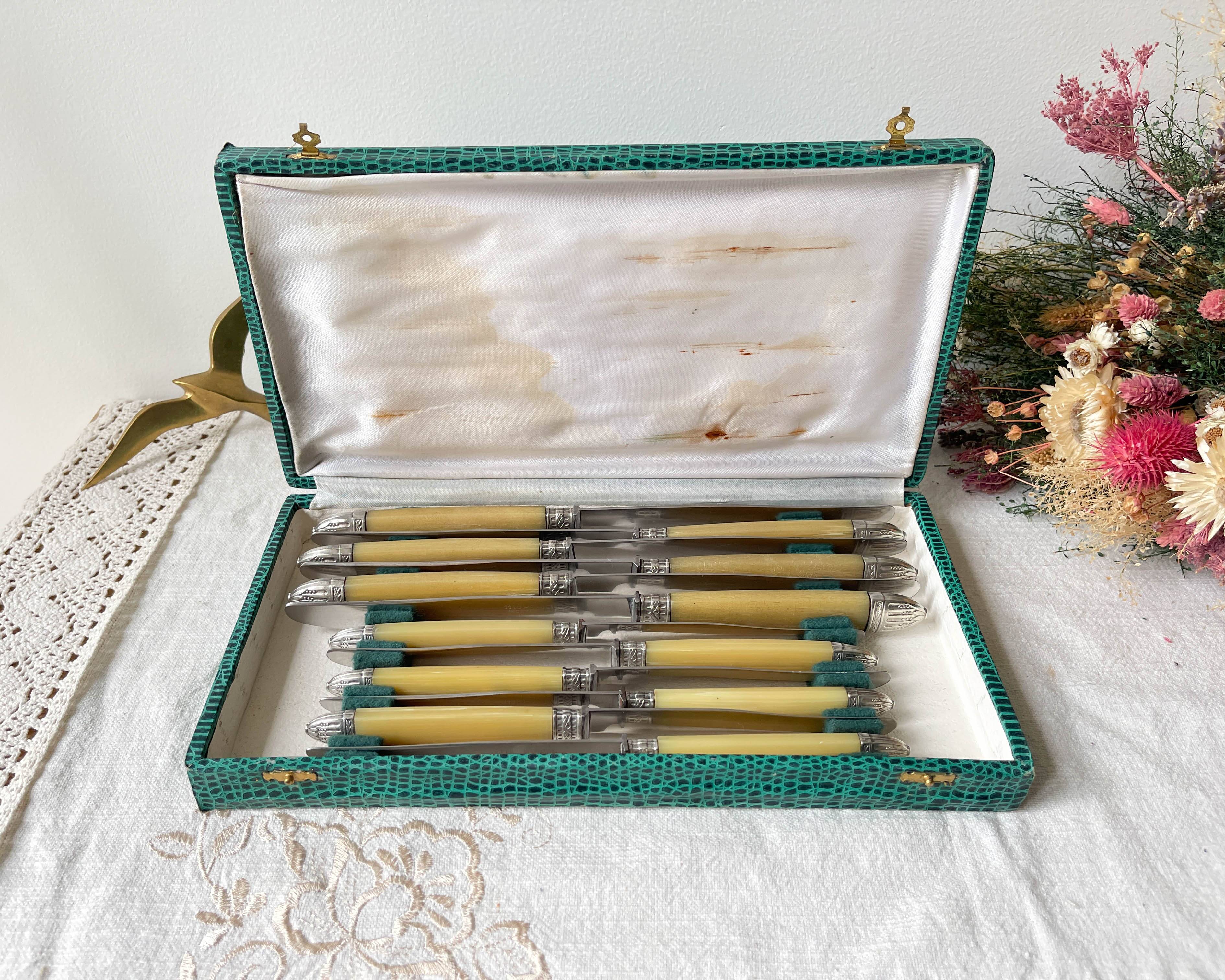 12 couteaux vintage bakélite Inox Pradel