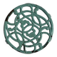 Enamelled cast iron trivet in blue with wrought iron decoration.