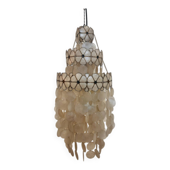 Lustre vintage en nacre, design floral, années 60