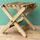 Folding slatted wood stool