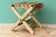 Folding slatted wood stool