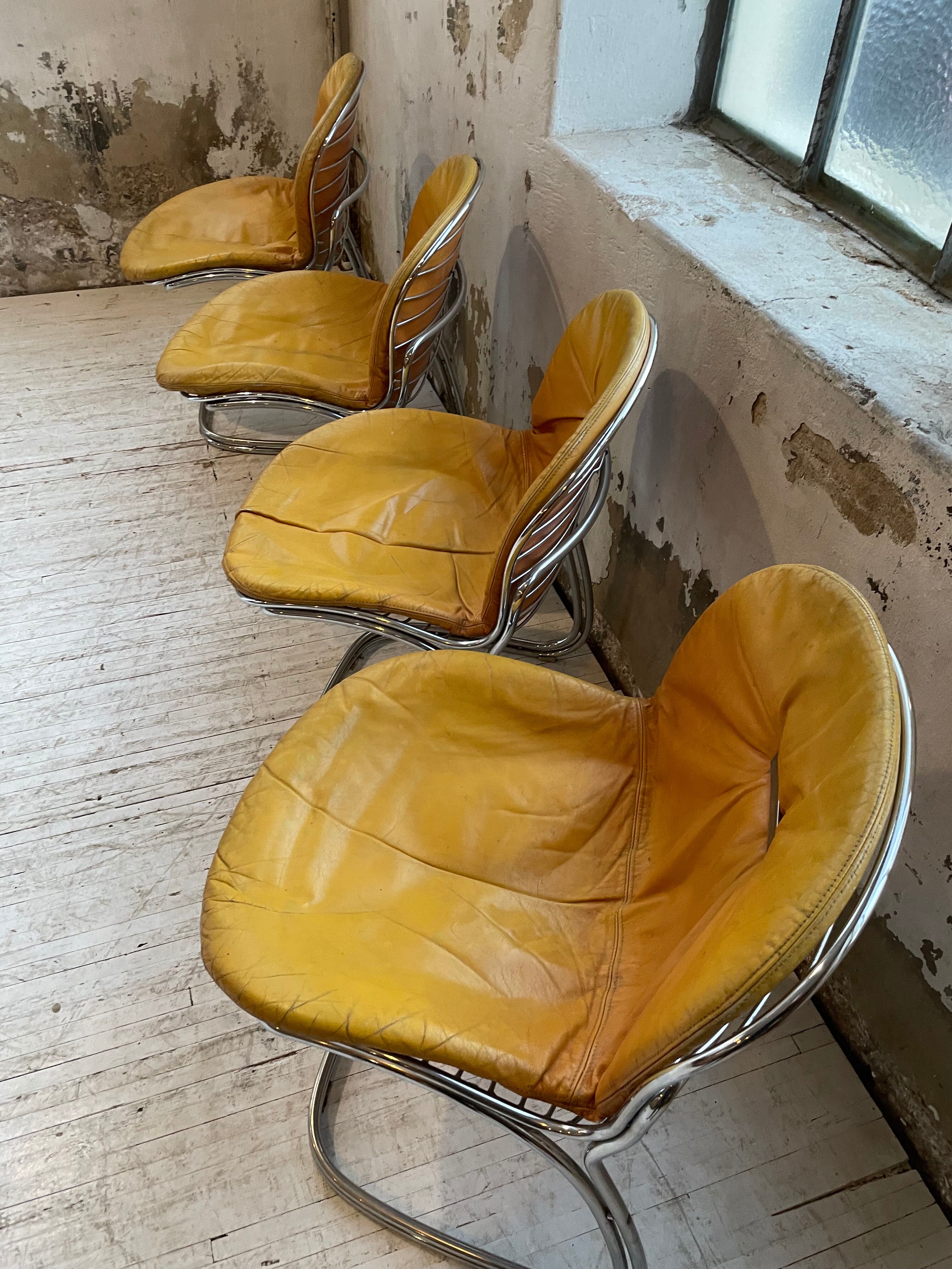 4 chairs Rinaldi "Sabrina" yellow leather
