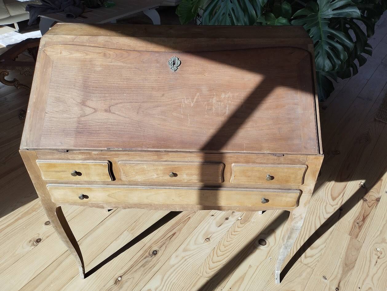 Secrétaire ancien à abattant en bois fruitier, fin XIXème s.