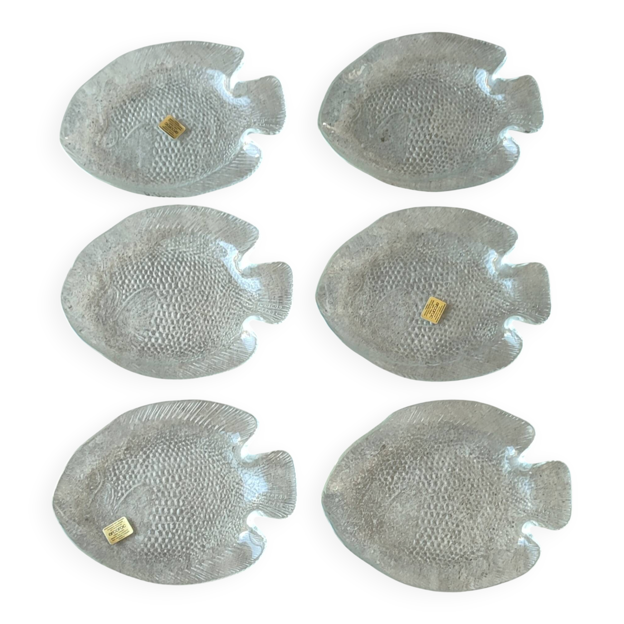 New vintage Arcoroc fish plates in original box