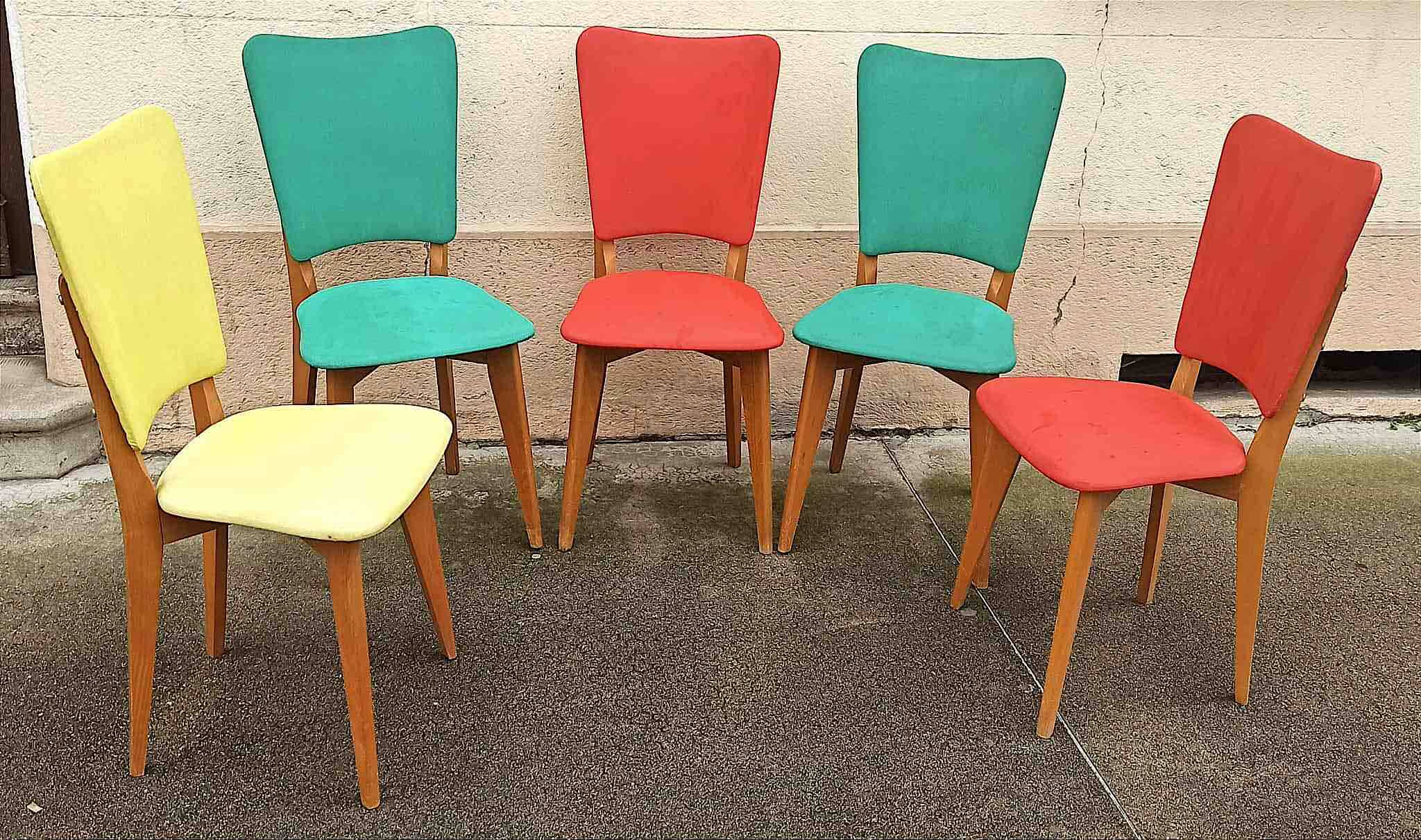 Set of 5 chairs + 1 free. 1960s.