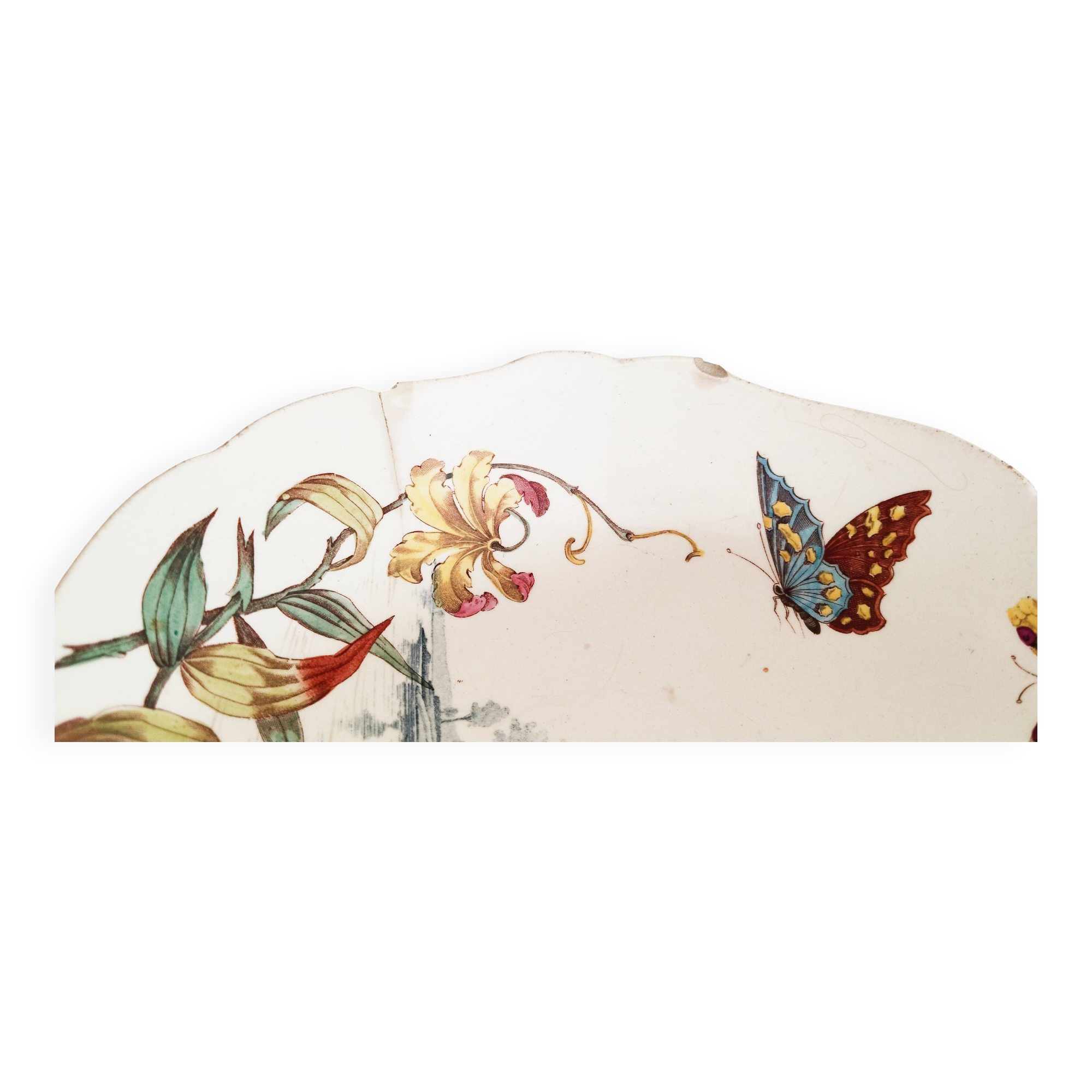 Fruit bowl with polychrome design in Lunéville earthenware, round dish