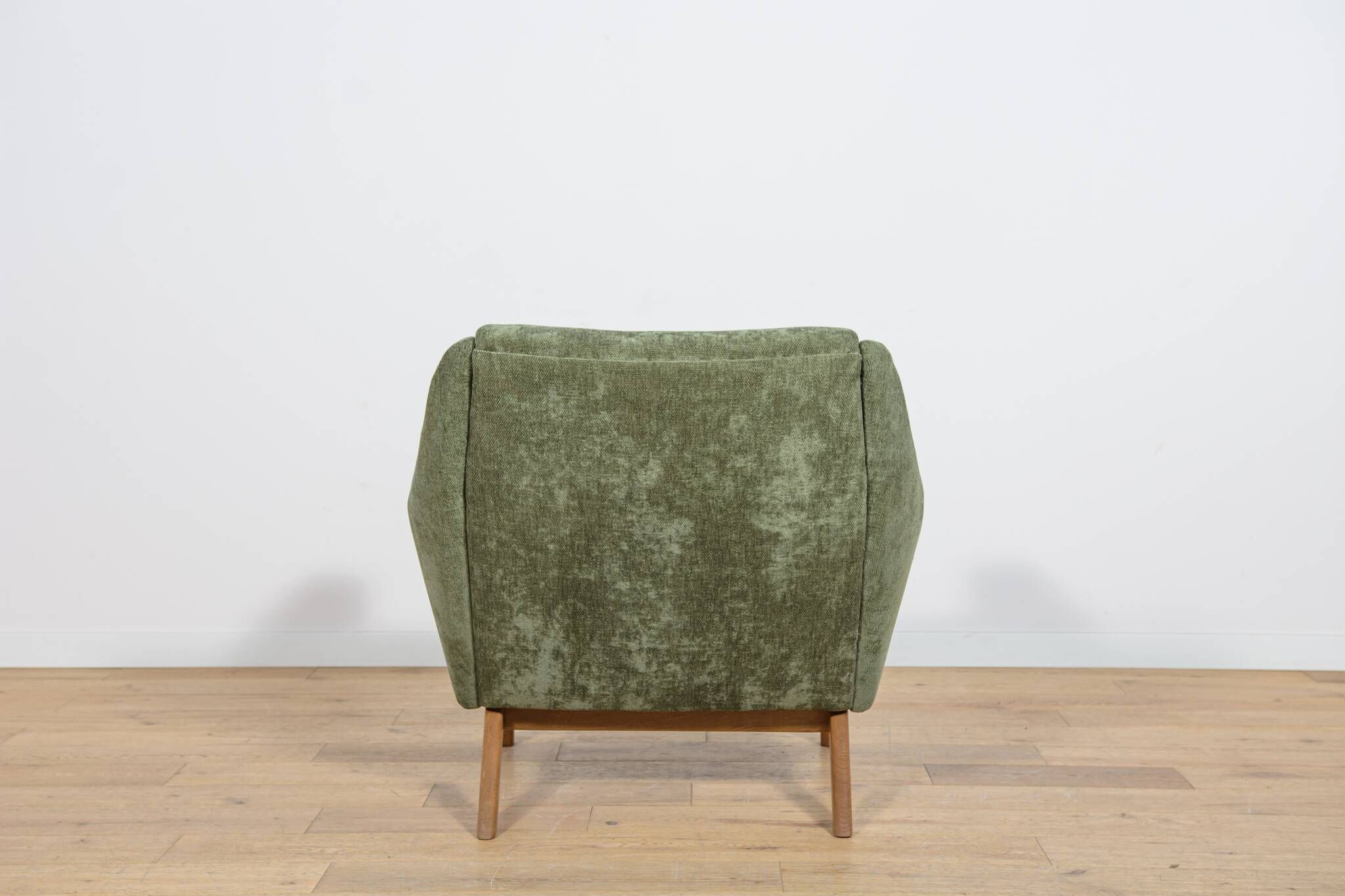 Fauteuil en chêne et tissu vert, Danemark, années 1960