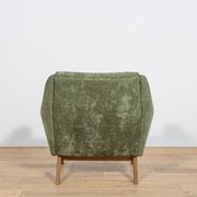Fauteuil en chêne et tissu vert, Danemark, années 1960
