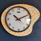 Vintage formica clock silent asymmetrical wall pendulum "DMS green orange"