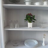 Pearl grey patinated bookcase