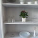 Pearl grey patinated bookcase