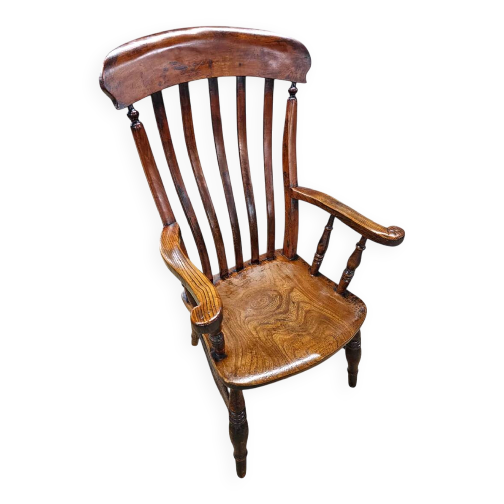 19th century elm country high slat back chair with a fabulous colour and patina