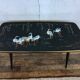 Table basse forme libre peinture sous verre heron jardin 1950 ancien