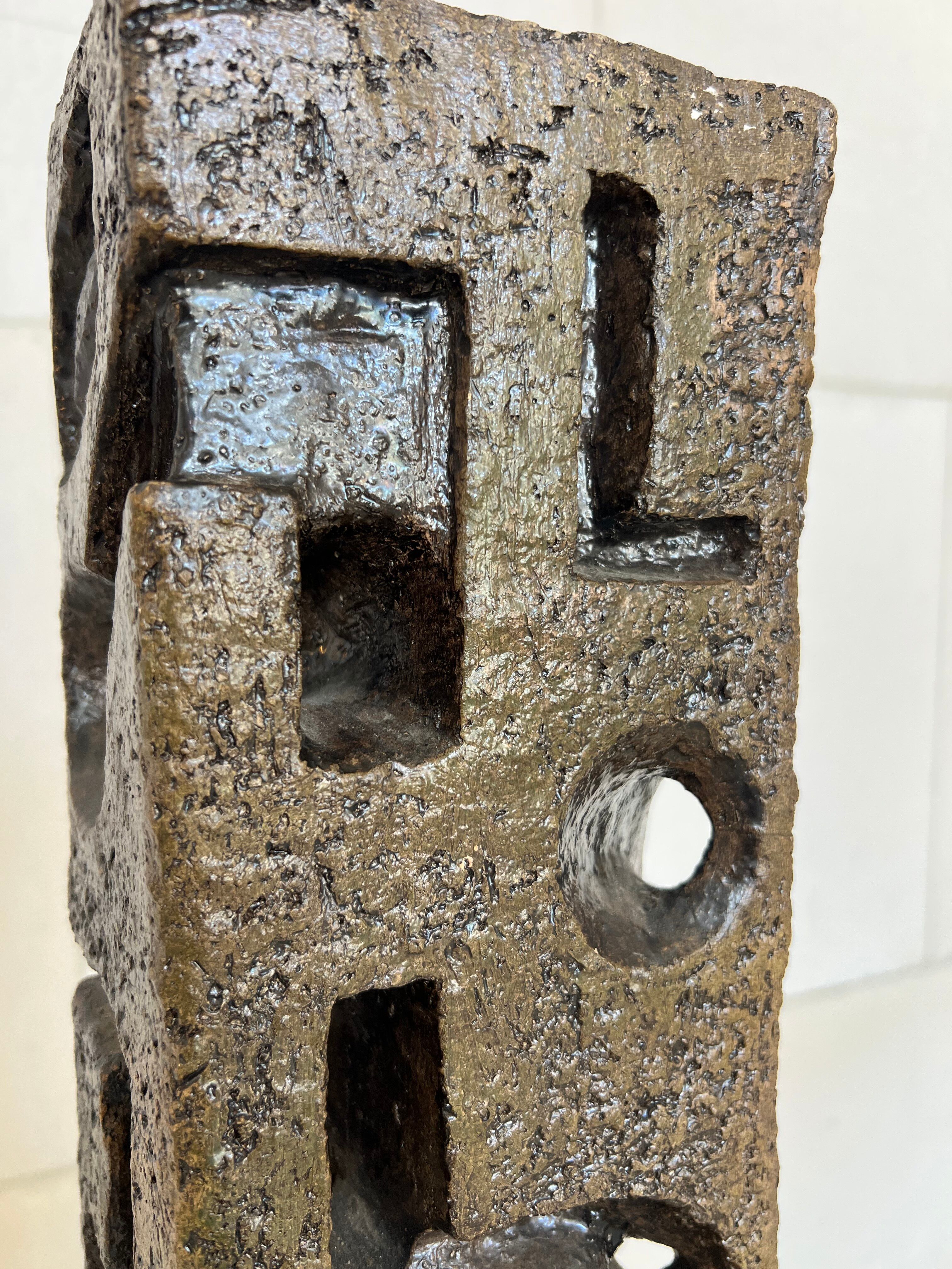 Large Brutalist Ceramic Sculpture – Abstract Totem Form, c. 1960s–70s