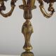 Bronze French Antique Art Nouveau 3-Light Candelabra Lamp Pleated Shade