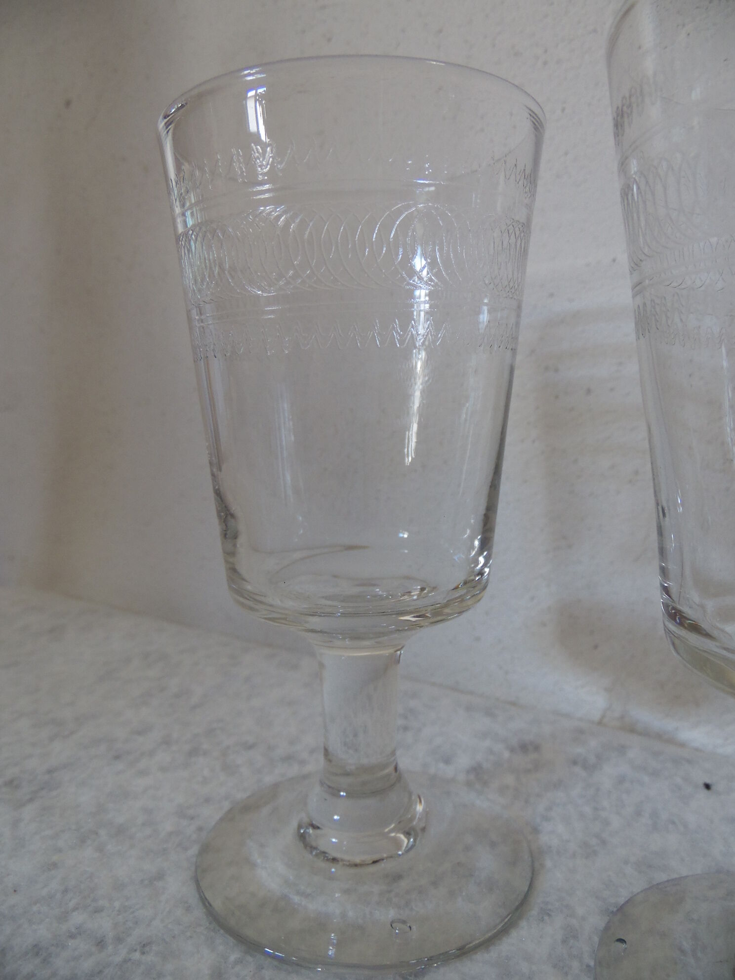 4 chiselled glasses  50s