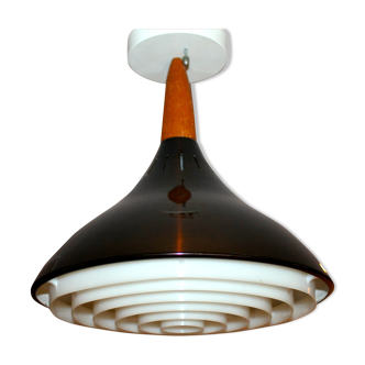 Lustre scandinave vintage 50/60 en aluminium et teck
