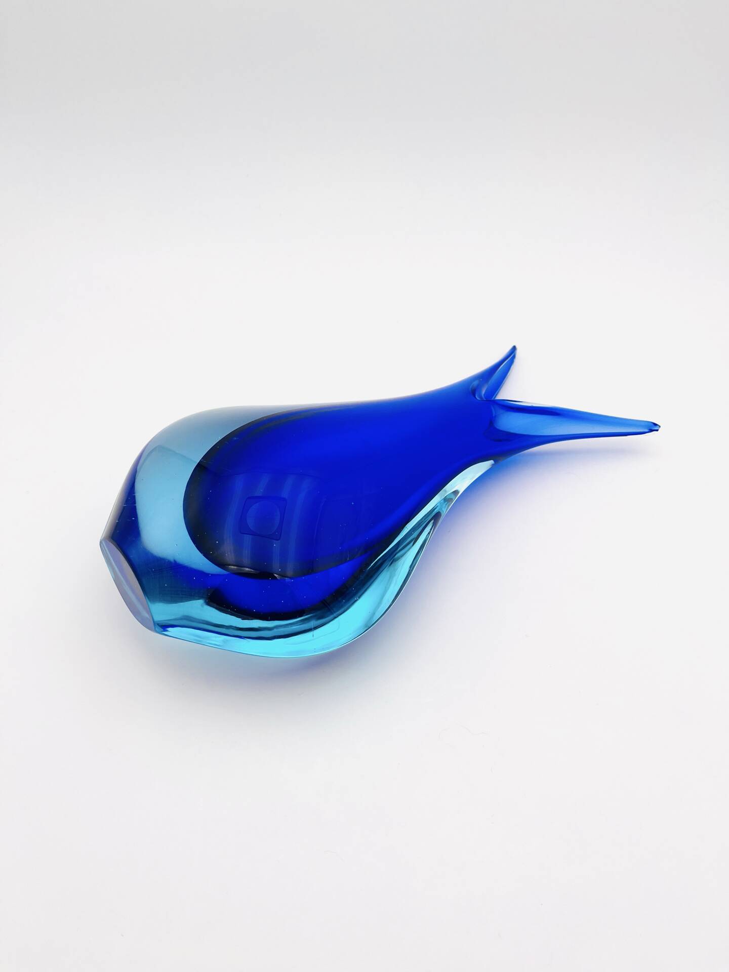 Large Murano Vase Flavio Poli Sommerso Blue Cobalt Turquoise 31.5cm