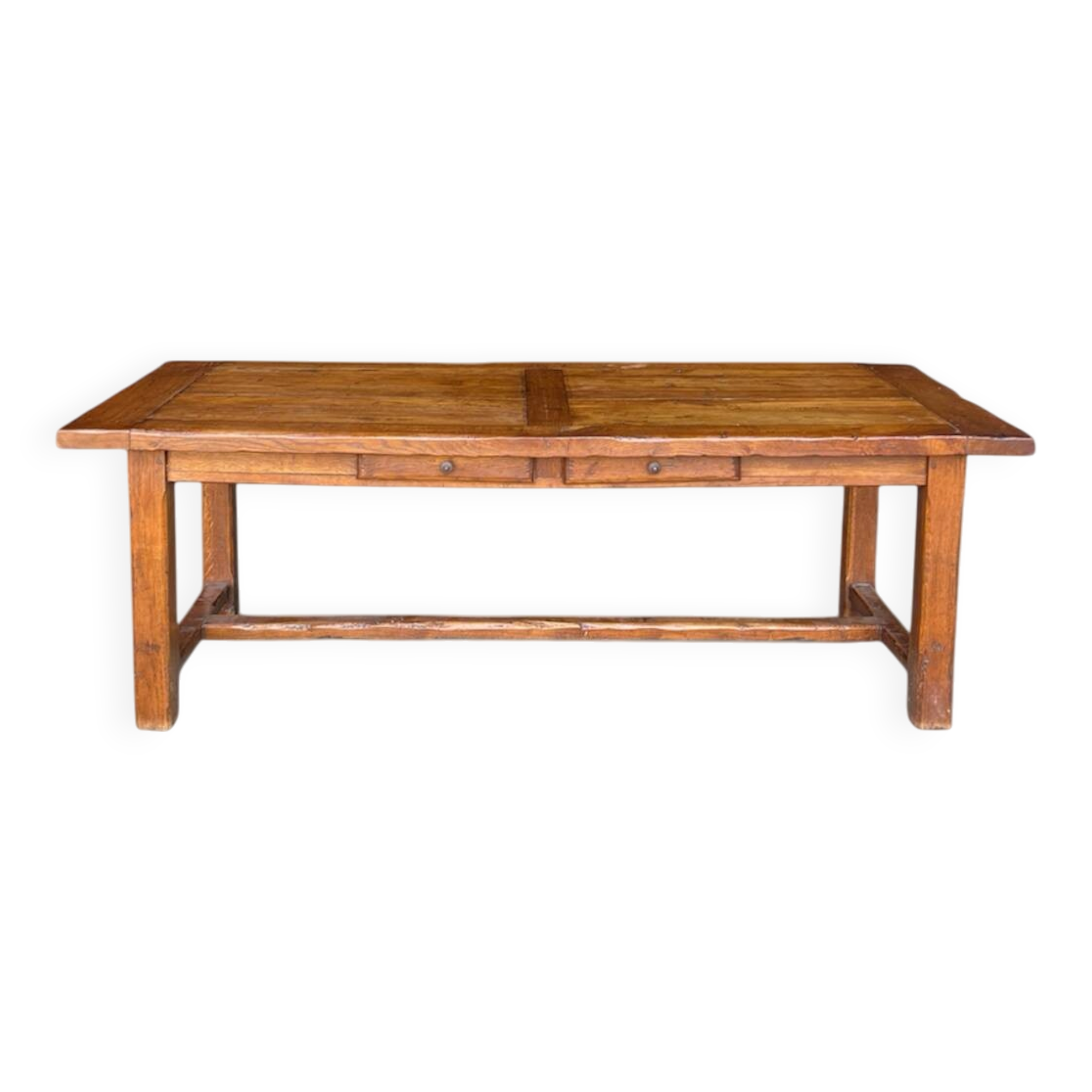 Grande table de ferme - 2 bancs - 2 rallonges 