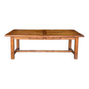 Grande table de ferme - 2 bancs - 2 rallonges 