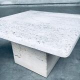 Italian Travertine Square Side End Table, 1970s, Set of 2