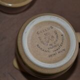 11 St Amand glazed stoneware cups and saucers/sugar bowl/milk jug