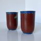 Two miniature vases in gilded copper and polychrome cloisonné enamels. Vintage Chinese work.