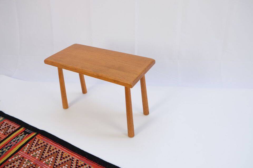 Stool/side table in 60s/70s style, oak, retro vintage