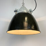 Grey cast aluminium explosion proof lamp with black enameled shade