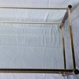 70s glass and brass coffee table