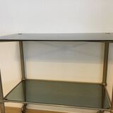 70s Furniture Glass and Brass Trolley on Wheels