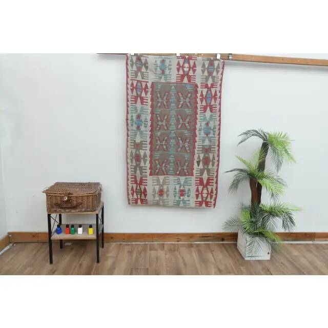 1970s Vintage Turkish Handmade Wool Cotton Pink Kilim Rug 97x158