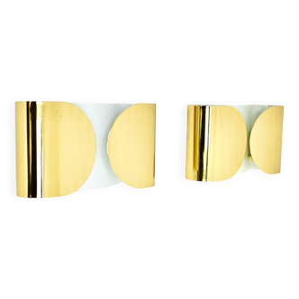 Pair of gilded Foglio wall lights by Tobia & Afra Scarpa for Flos, 1960s