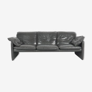 Vintage grey leather sofa from Leolux, 1980