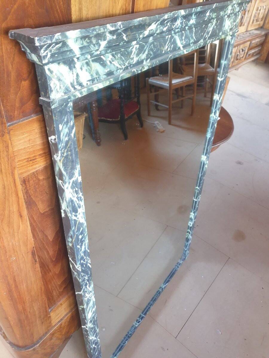 Large mirror - trumeau with a wooden frame imitating marble - 20th century