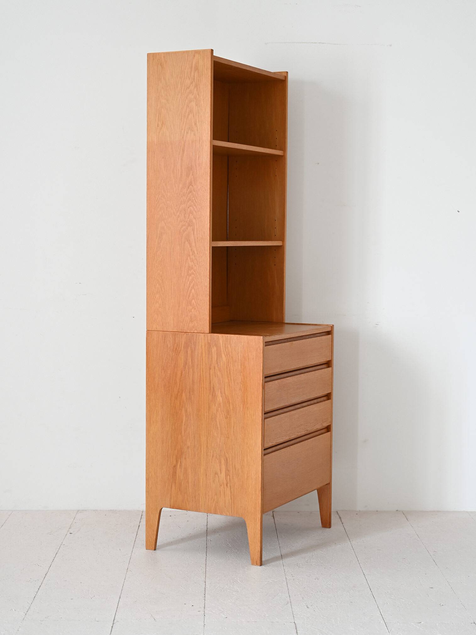 Scandinavian oak bookcase cabinet