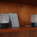 Pair of 1970 molded glass bedside lamps