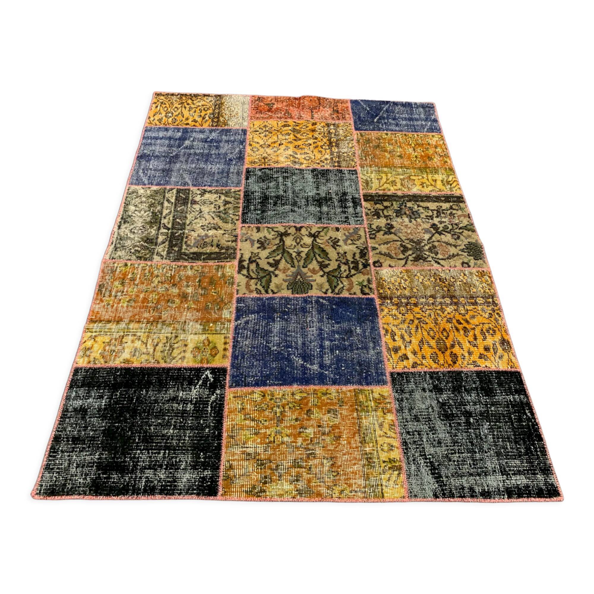 Distressed vintage turkish patchwork rug 178x133 cm wool medium