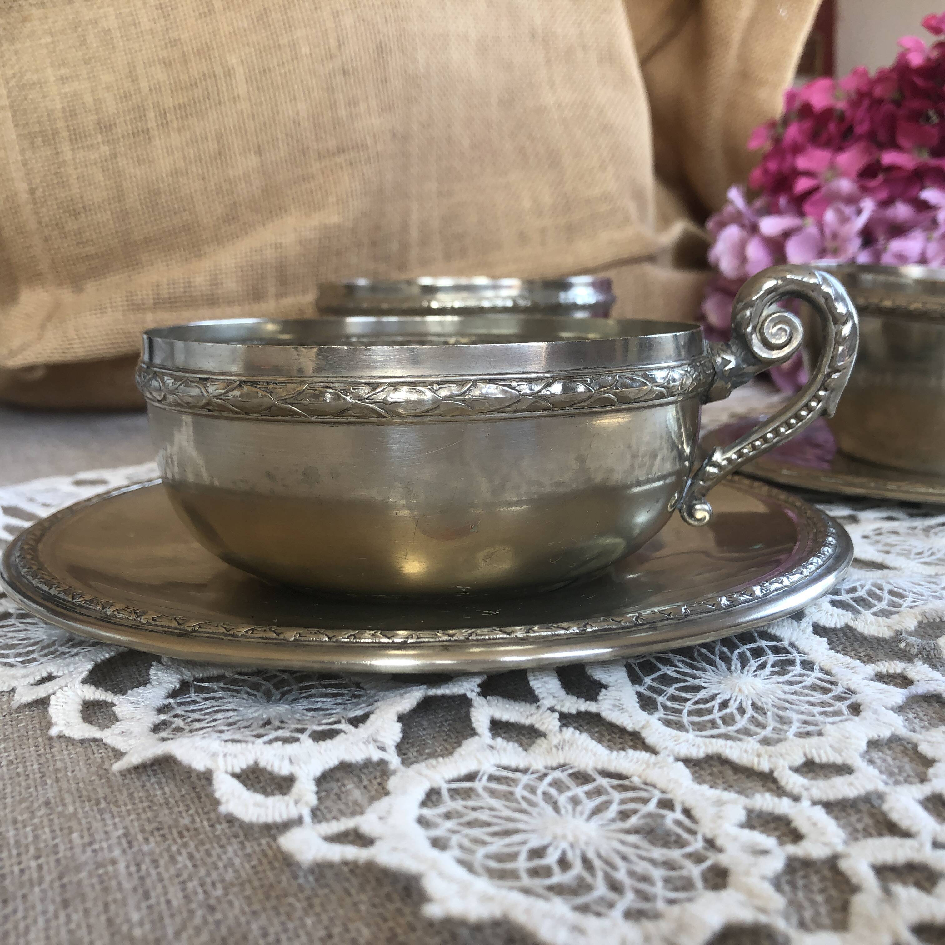 Set of 3 old "silverware" cups