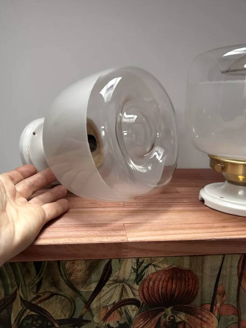 Pair of two-tone globe wall lights