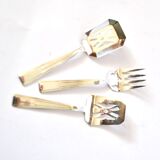Set of 3 modernist 1950s dessert cutlery in silver by RENEKA.