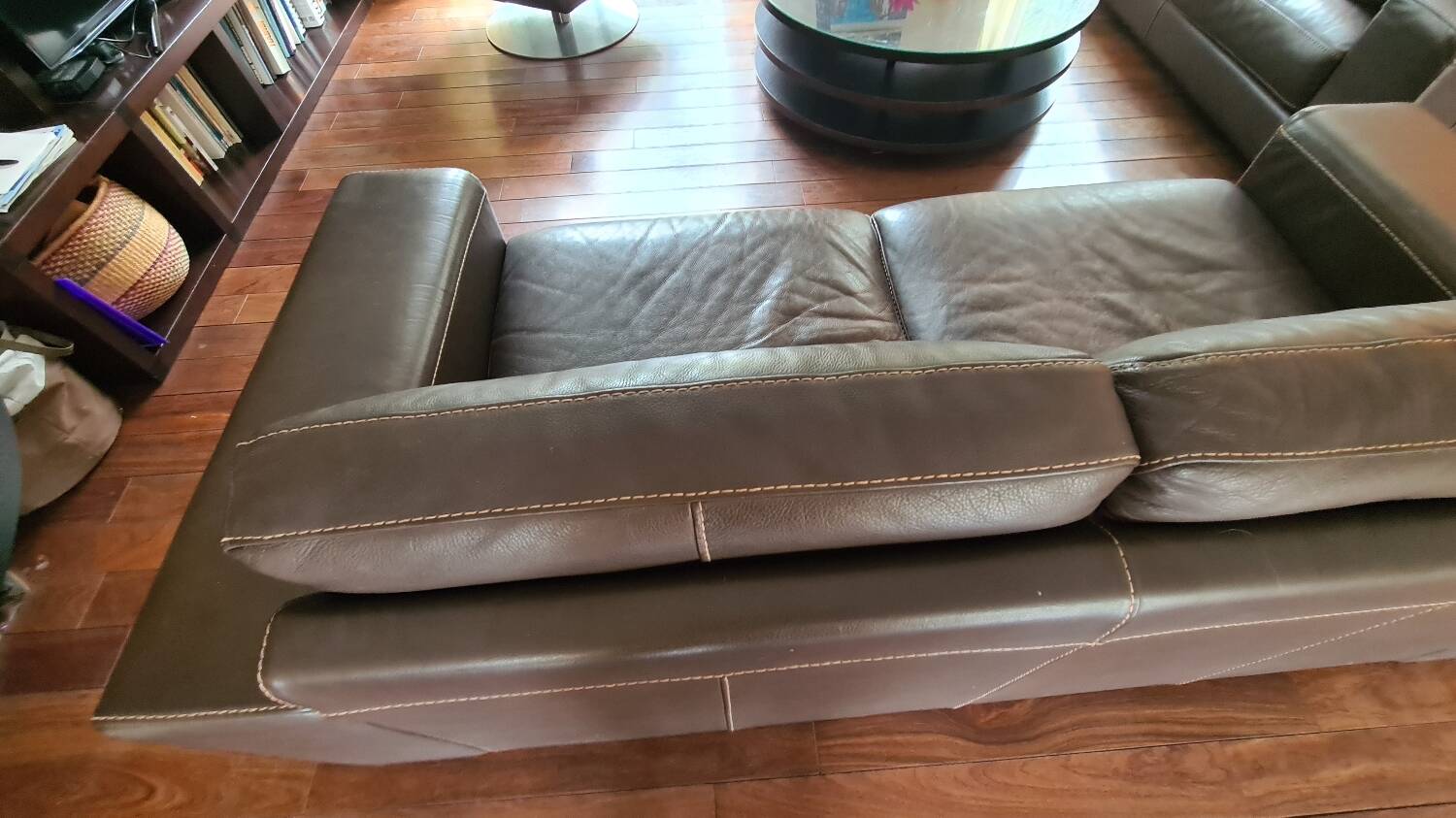 Natuzzi 3-seater sofa in full grain brown leather