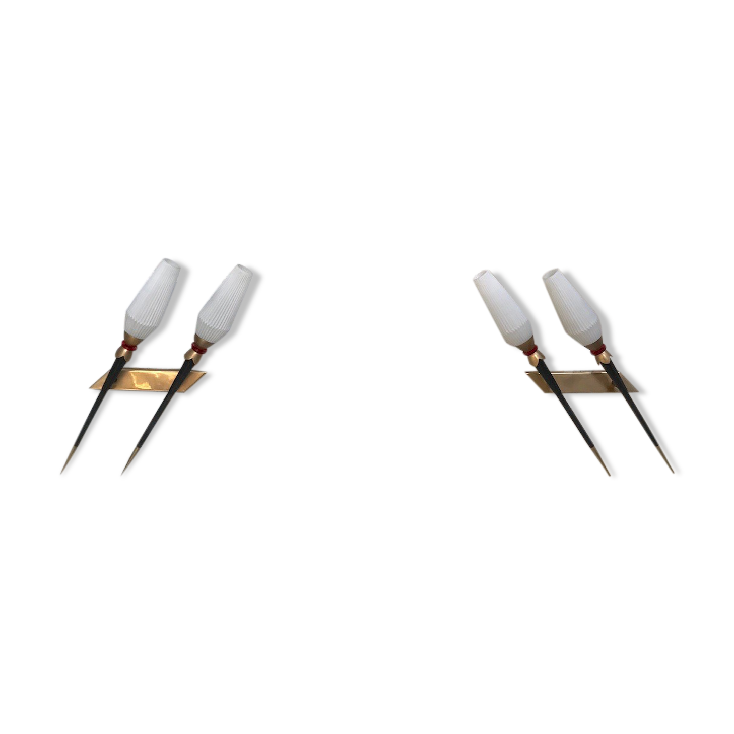 Pair of vintage metal and brass sconces