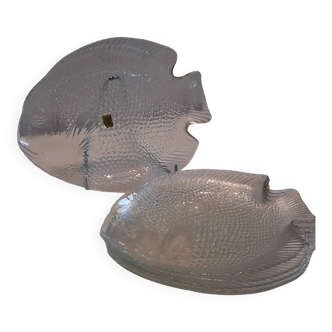 6 glass fish plates from Arcoroc in very good condition.