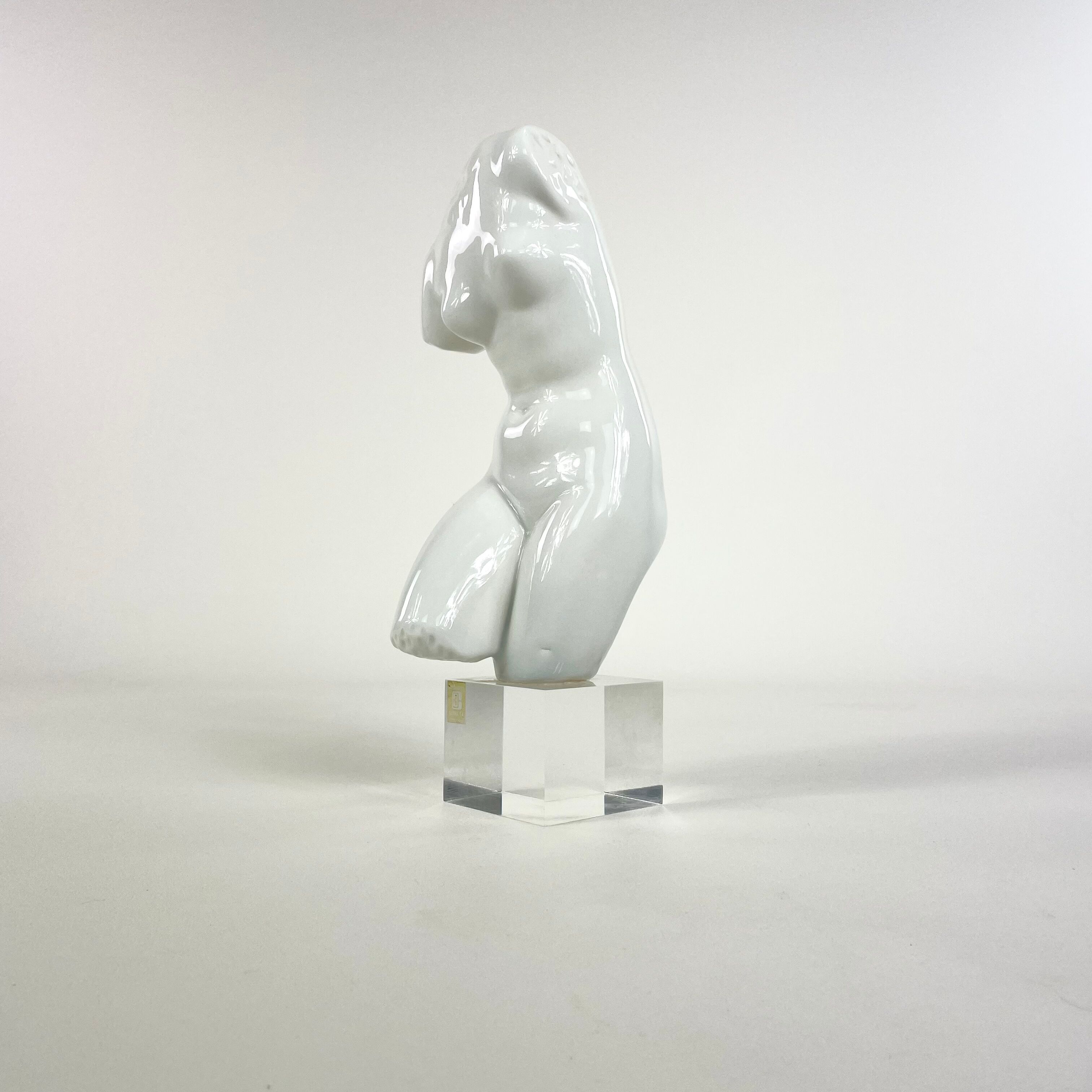 Bust of Venus in ceramic on plexiglass base, circa 1970